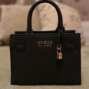 GUESS Black Satchel with Gold Accents!